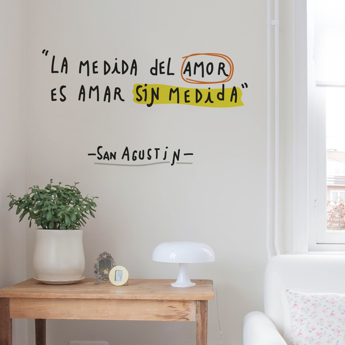 Quarto Frase Espanhol Amor! Decoração exclusiva para suas Paredes | Grudado